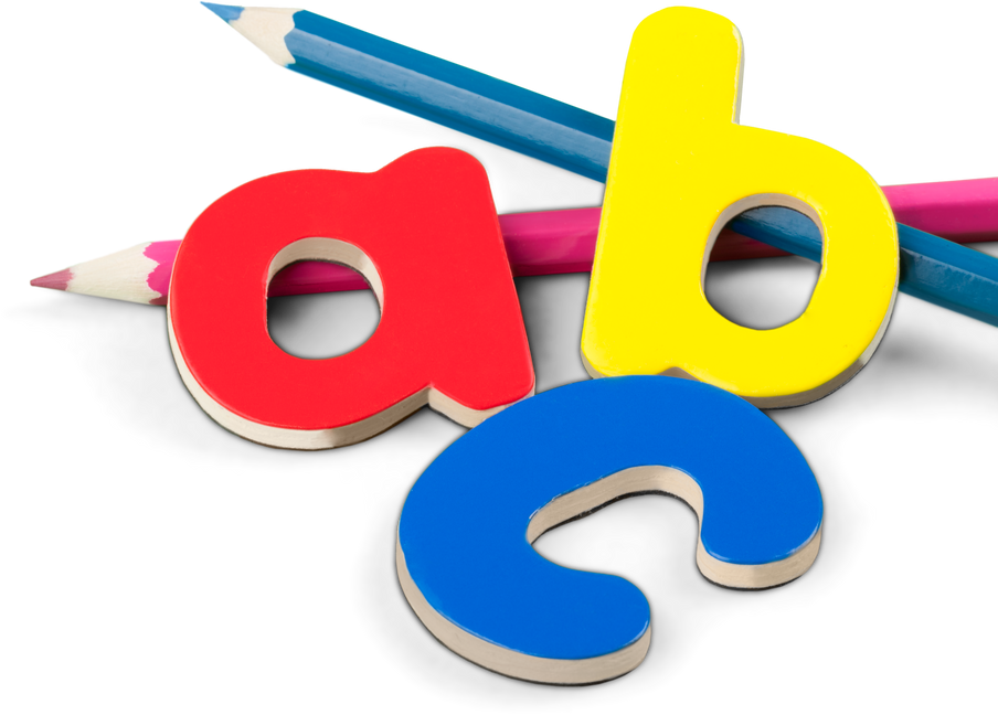 Foam Letters Laying with Pencils 